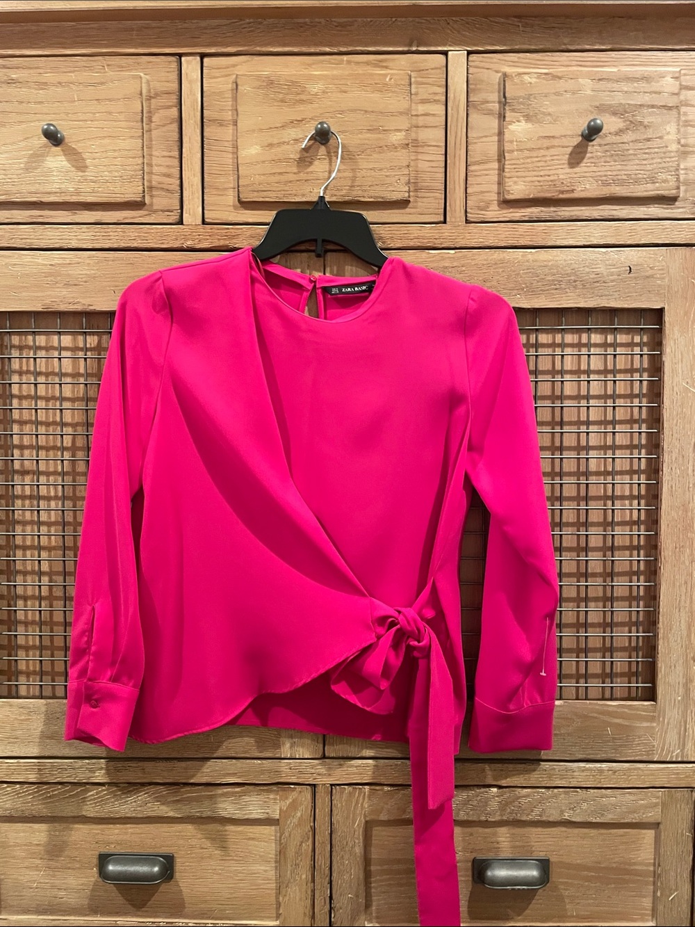 Zara Fuchsia Wrap Tie-Front Blouse